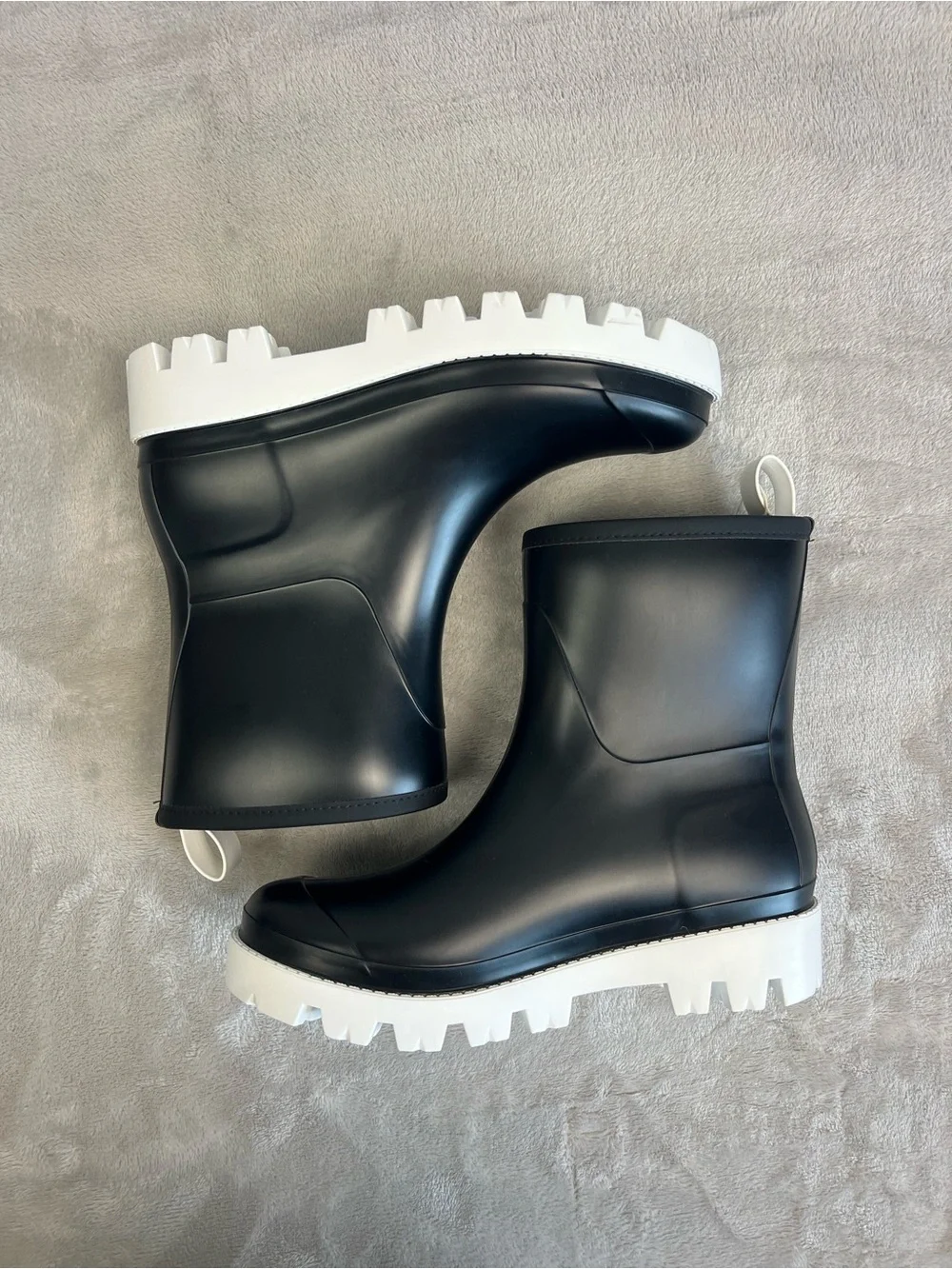 Gia Couture Black Lug Sole Rain Ankle Boots EU 40 Made in Italy NWOT